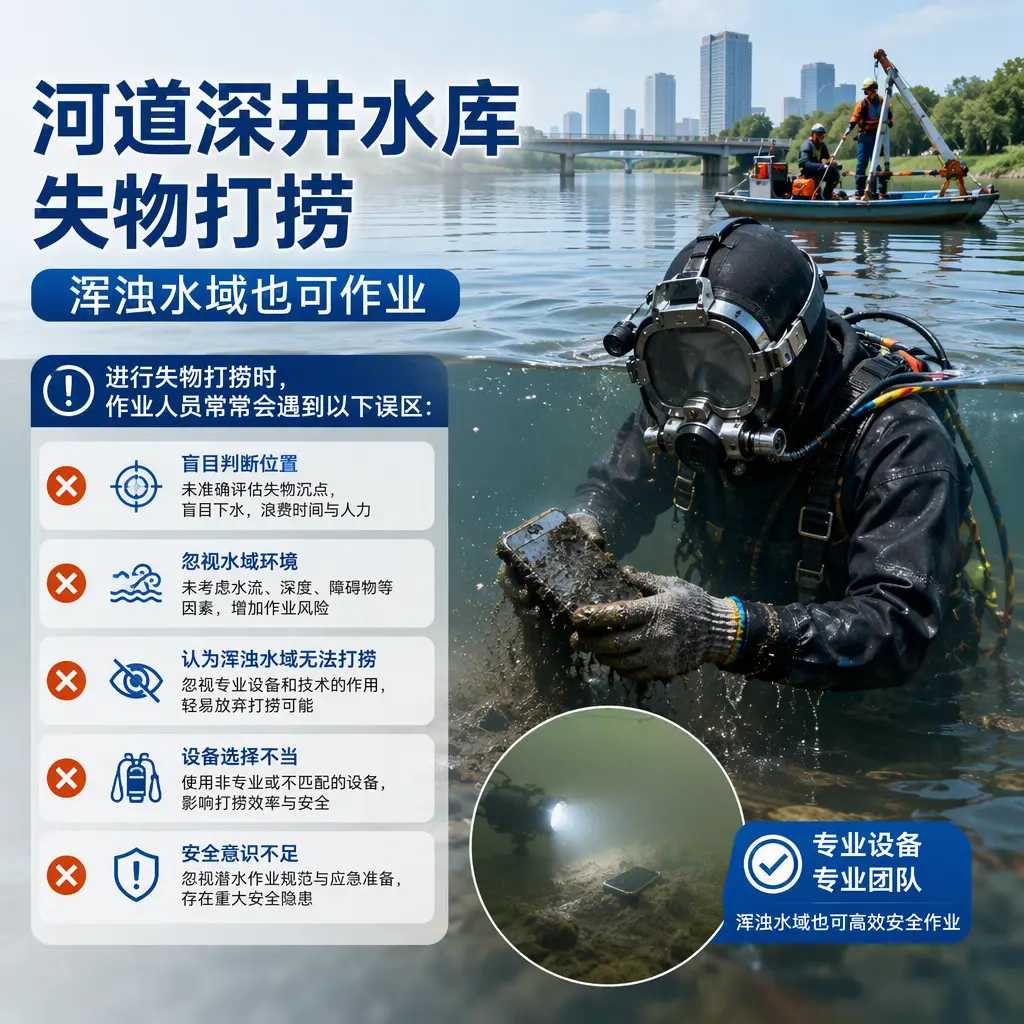 河道深井水库失物打捞,浑浊水域也可作业夏县