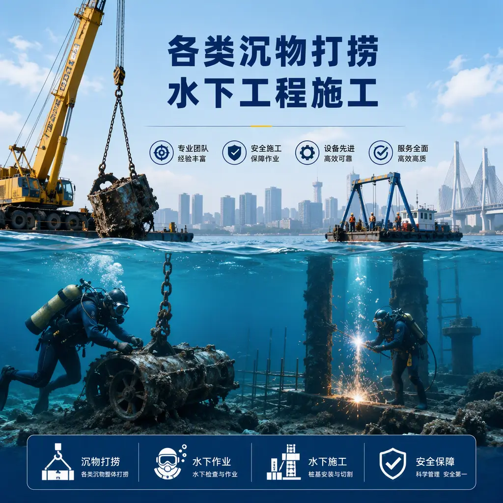 夏县各类沉物打捞,水下工程施工